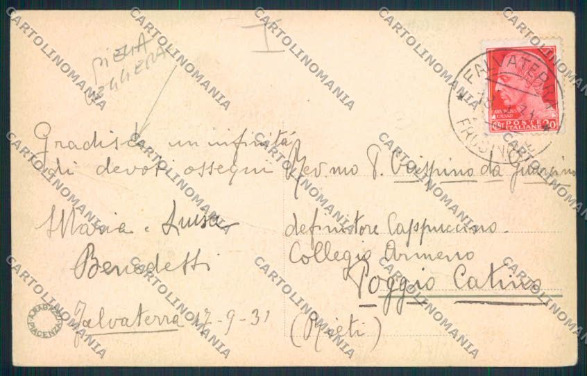 Frosinone Falvaterra PIEGHINA cartolina MV1169 – retro