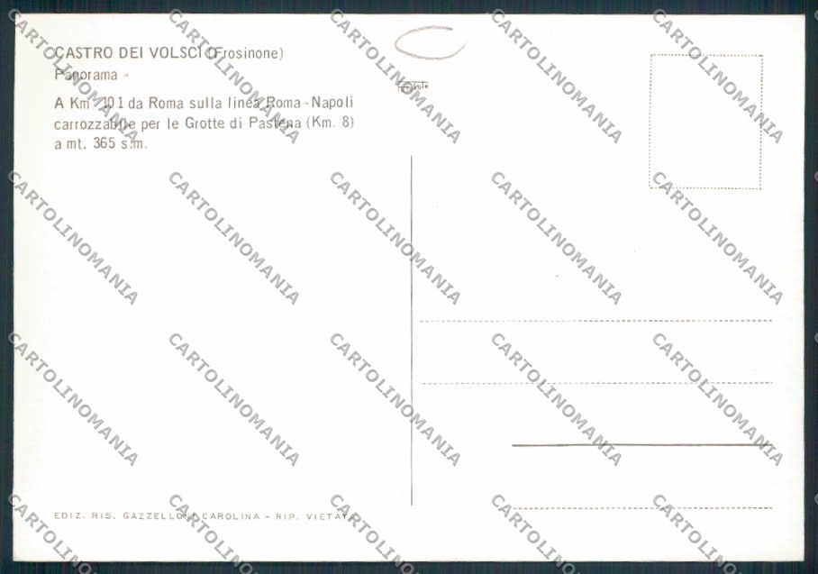 Frosinone Castro ADESIVO Foto FG cartolina MV1224 – retro