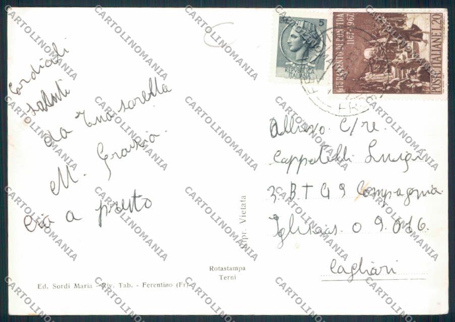 Frosinone Ferentino Foto FG cartolina MV1232 – retro