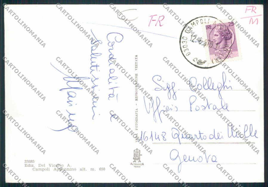 Frosinone Campoli ADESIVO Foto FG cartolina MV1238 – retro