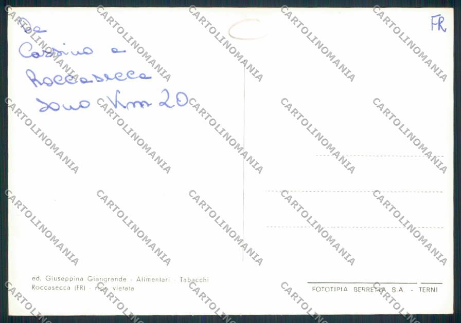 Frosinone Roccasecca ADESIVO Foto FG cartolina MV1245 – retro
