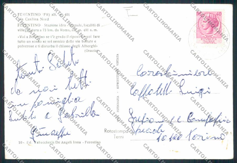 Frosinone Ferentino Foto FG cartolina MV1261 – retro