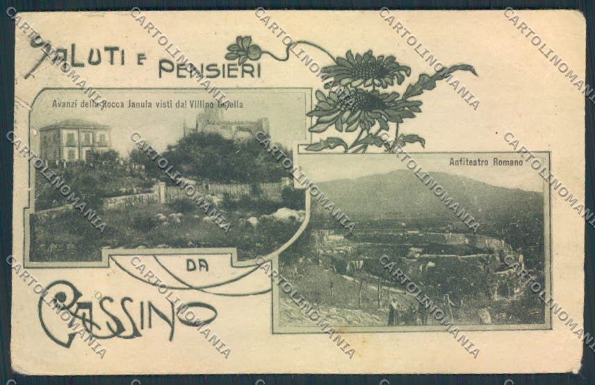 Frosinone Cassino Saluti da PIEGHE cartolina MV1294 – fronte