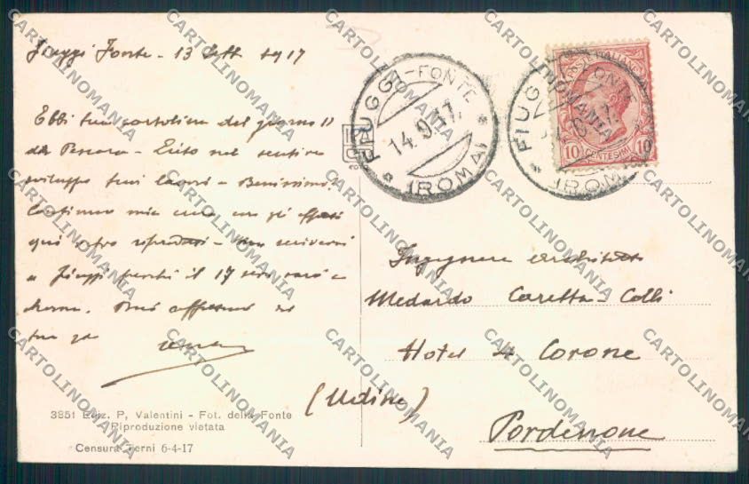 Frosinone Fiuggi cartolina MV1308 – retro