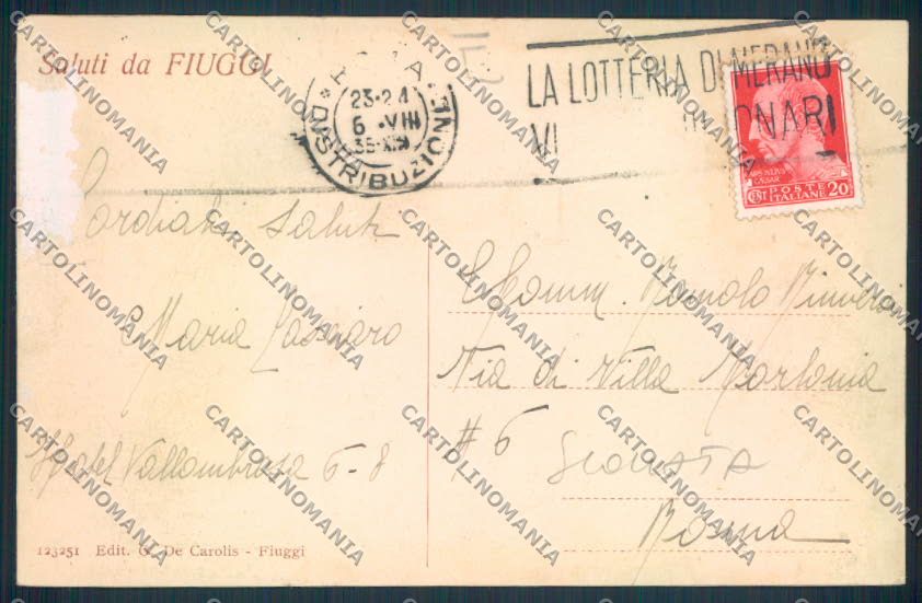 Frosinone Fiuggi SCOLLATA cartolina MV1312 – retro