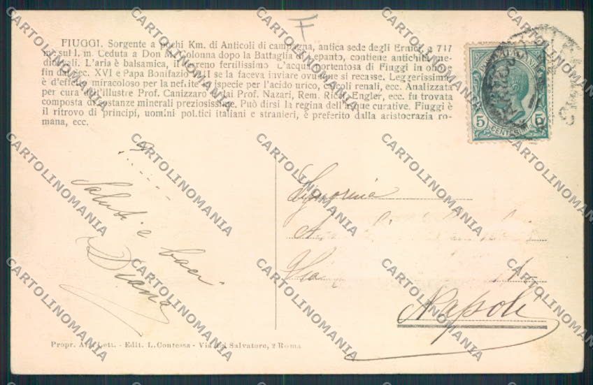 Frosinone Fiuggi cartolina MV1320 – retro