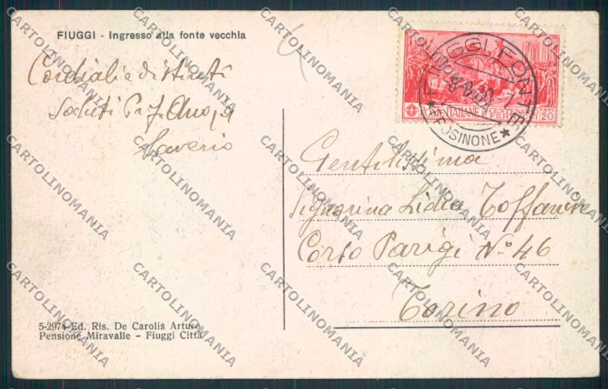 Frosinone Fiuggi cartolina MV1327 – retro