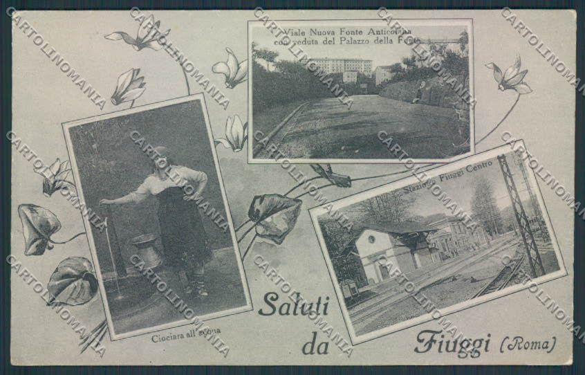 Frosinone Fiuggi Stazione Saluti da cartolina MV1363 – fronte