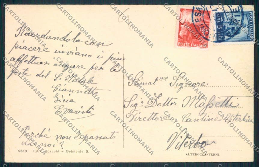 Rieti Belmonte Sabino cartolina MV1440 – retro