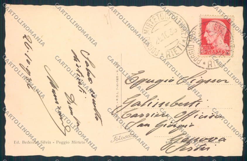 Rieti Poggio Mirteto Autopostale cartolina MV1461 – retro