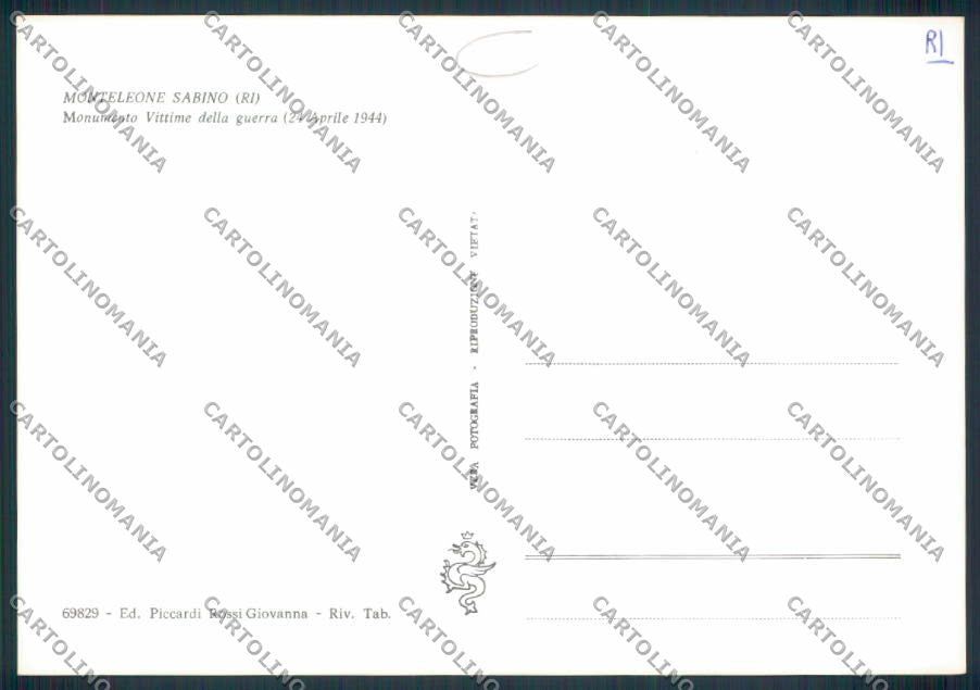 Rieti Monteleone Sabino Foto FG cartolina MV1471 – retro