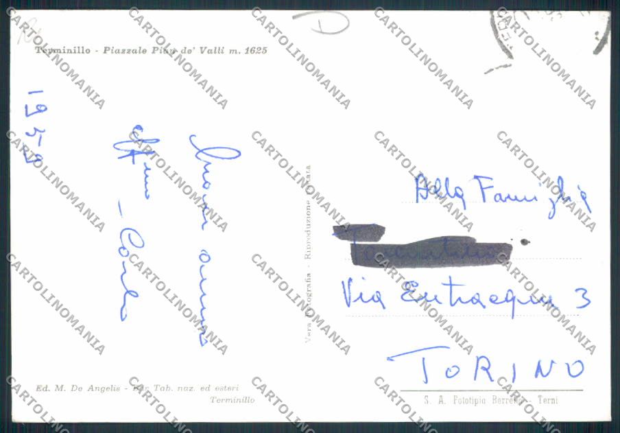 Rieti Terminillo Foto FG cartolina MV1473 – retro