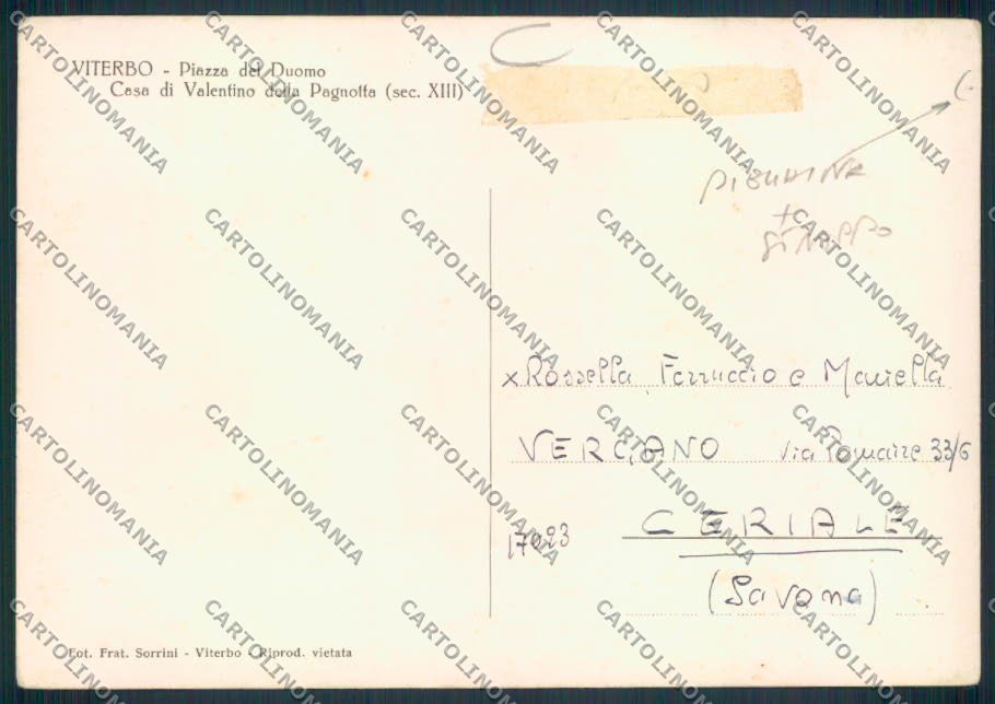 Viterbo PIEGHINA STRAPPO Foto FG cartolina MV1516 – retro