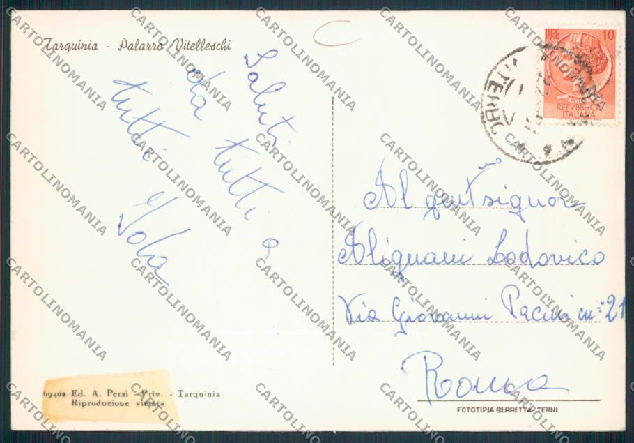Viterbo Tarquinia FG cartolina MV1595 – retro