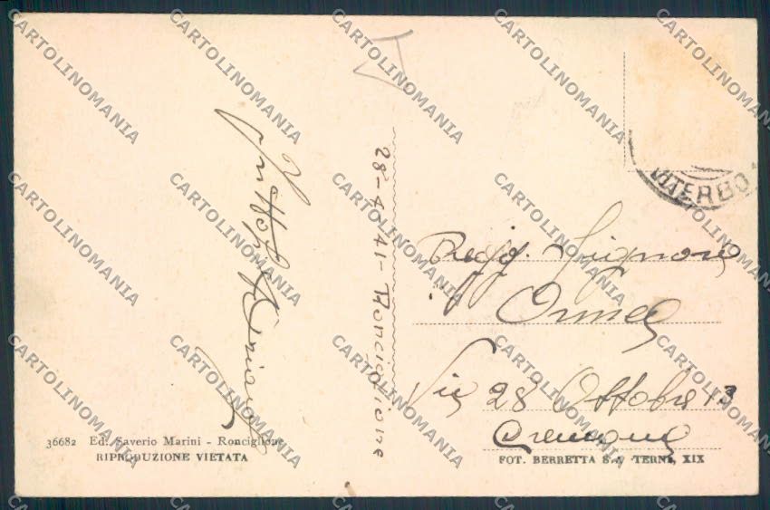 Viterbo Ronciglione cartolina MV1655 – retro