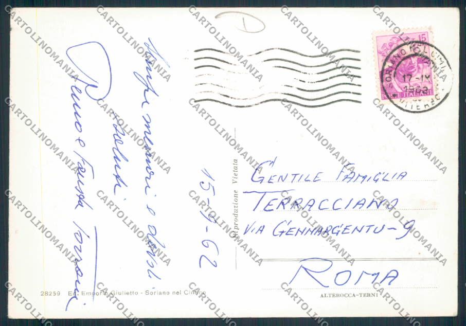 Viterbo Soriano Cimino ADESIVO FG cartolina MV1669 – retro