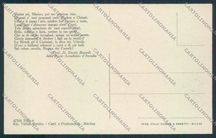 Roma Marino Sagra Uva cartolina MV1907 – retro