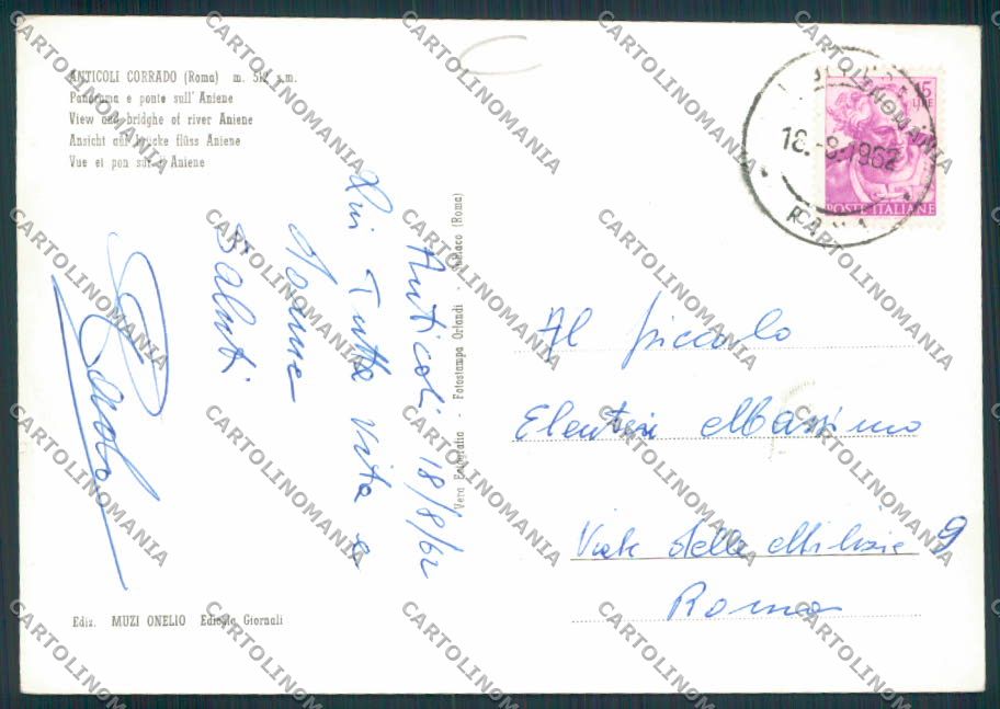 Roma Anticoli Corrado ADESIVO Foto FG cartolina MV1916 – retro