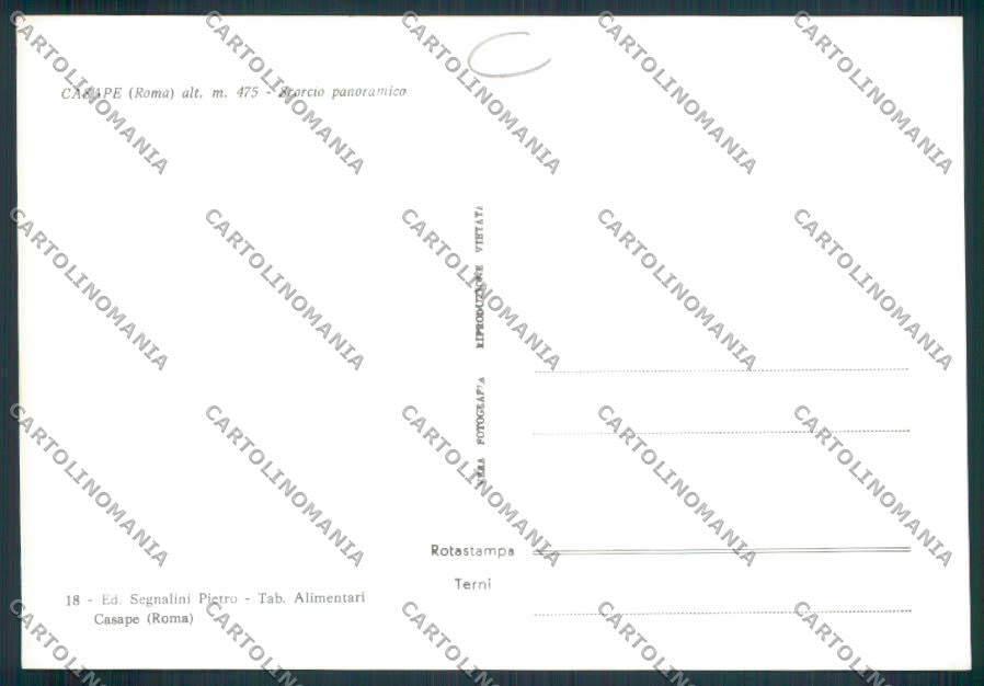 Roma Casape ADESIVO Foto FG cartolina MV1923 – retro