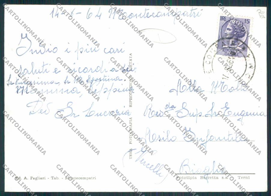Roma Montecompatri Foto FG cartolina MV1953 – retro