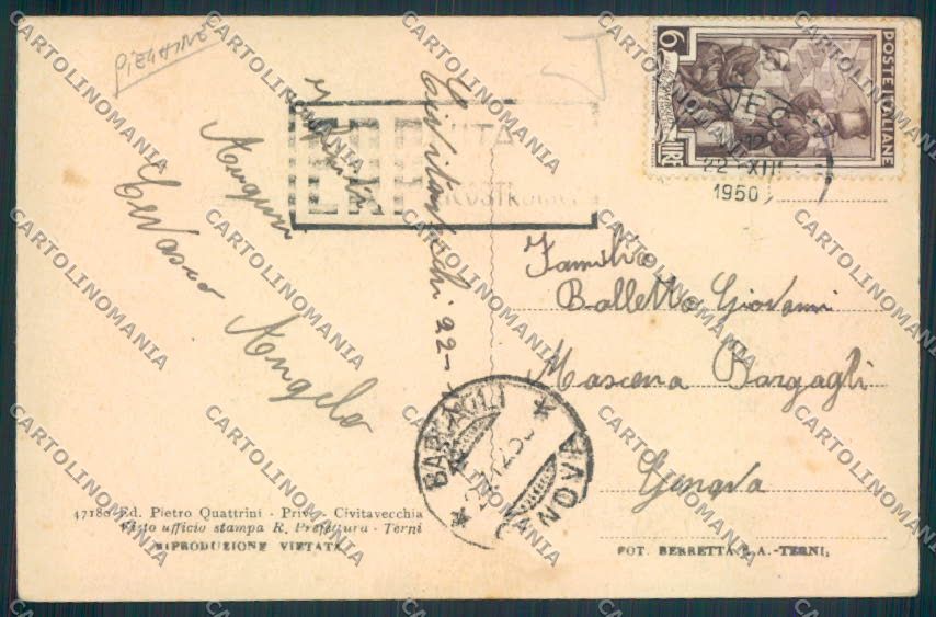 Roma Civitavecchia PIEGHINE cartolina MV2029 – retro