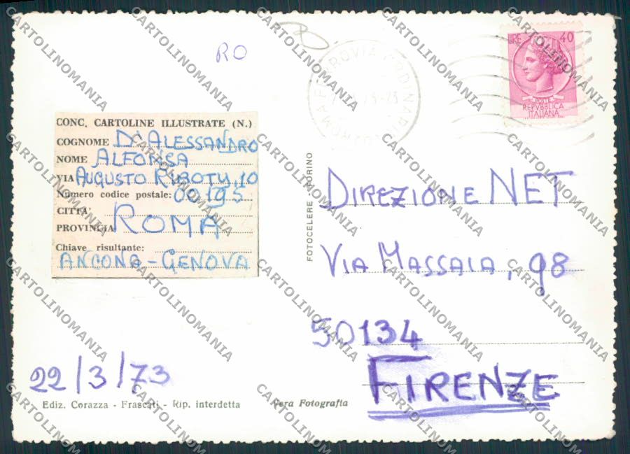 Roma Frascati Foto FG cartolina MV2056 – retro