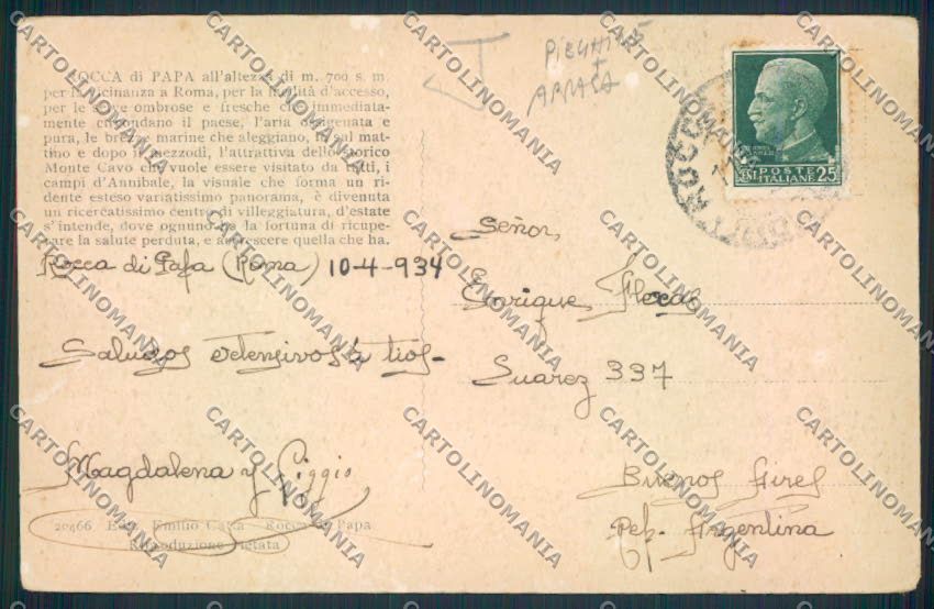 Roma Rocca di Papa Stazione PIEGHINE ABRASA cartolina MV2126 – retro
