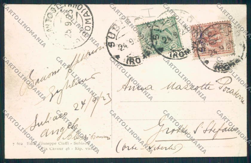Roma Subiaco cartolina MV2144 – retro