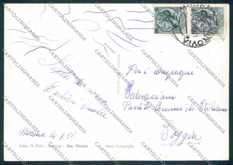 Modena Città Corriera Foto FG cartolina MV2329 – retro