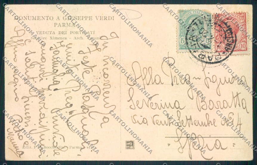 Parma Città Verdi cartolina MV2418 – retro