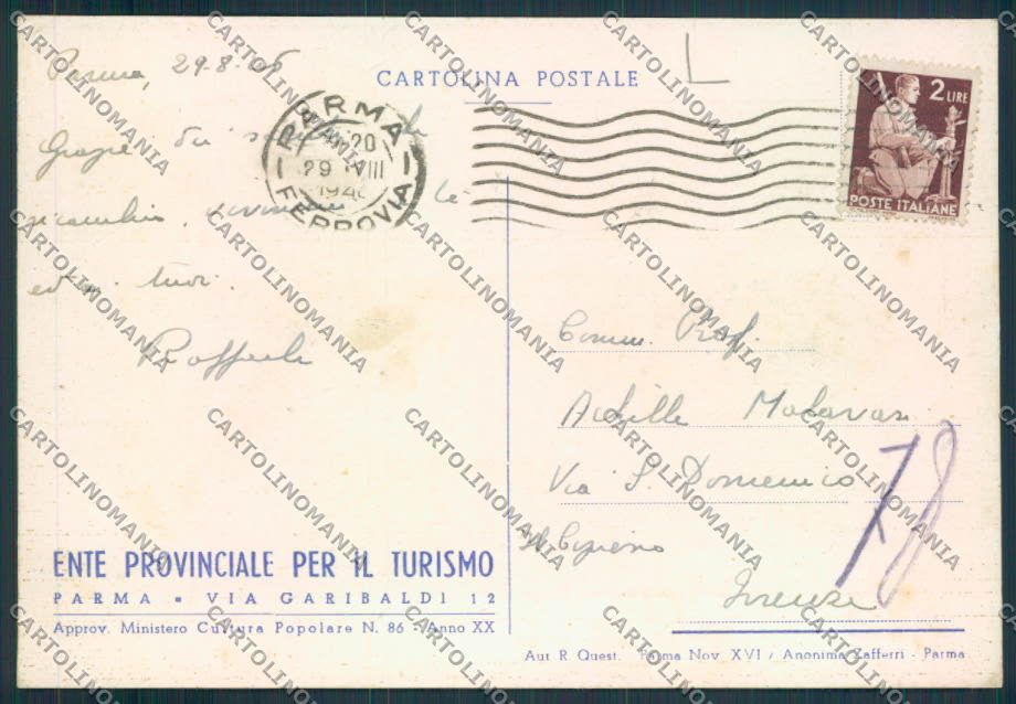 Parma Città Mattioli FG cartolina MV2512 – retro