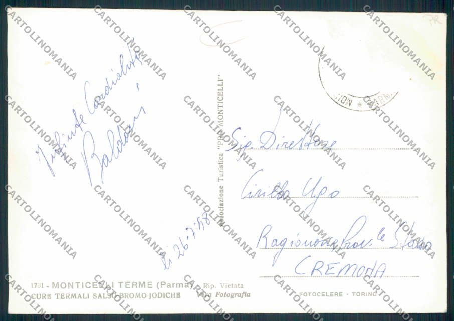 Parma Monticelli Foto FG cartolina MV2541 – retro