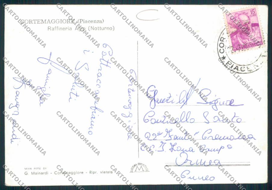 Piacenza Cortemaggiore PIEGHINA AGIP Foto FG cartolina MV2673 – retro