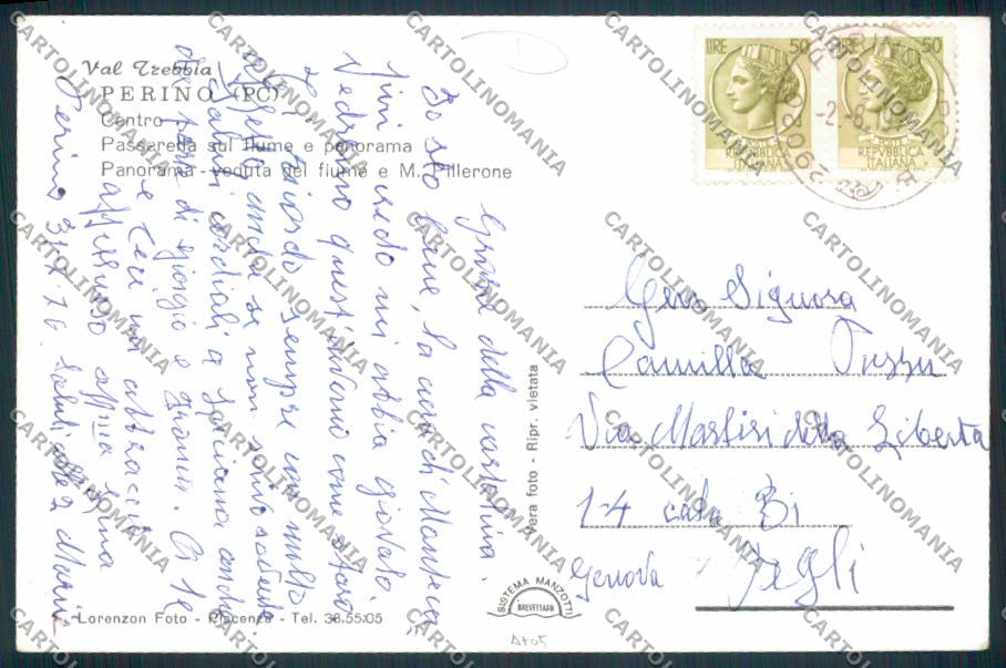 Piacenza Perino Foto FG cartolina MV2692 – retro