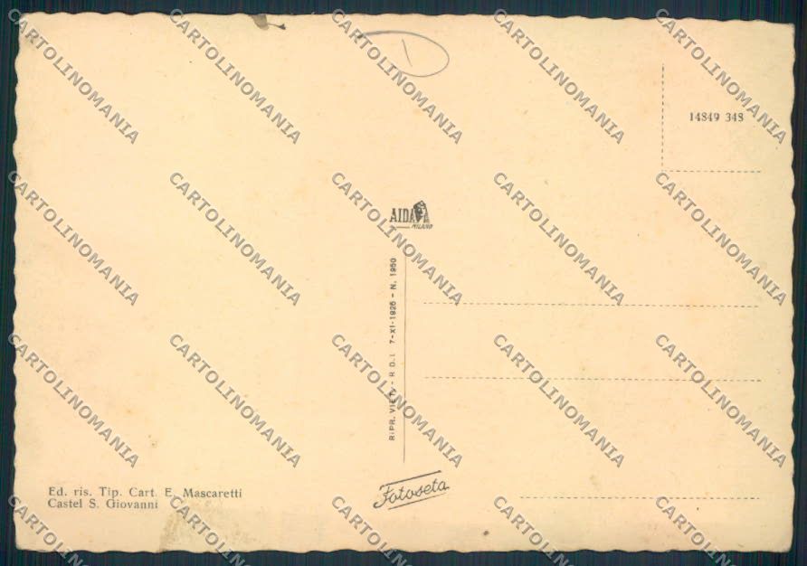 Piacenza Castel San Giovanni FG cartolina MV2774 – retro
