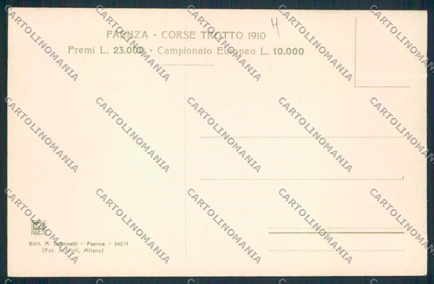 Ravenna Faenza Ippica trotto cartolina MV2986 – retro
