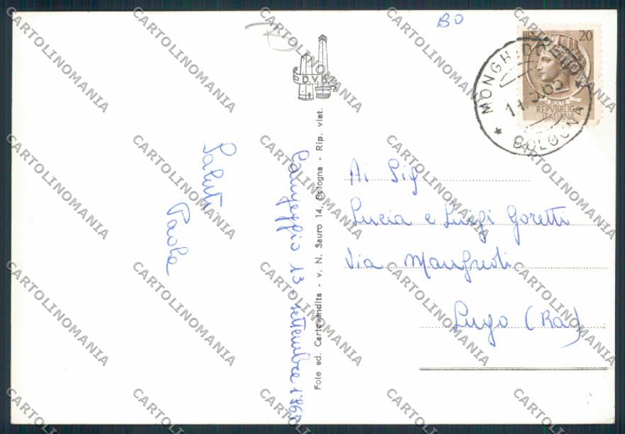 Bologna Monghidoro ADESIVO Foto FG cartolina MV3385 – retro