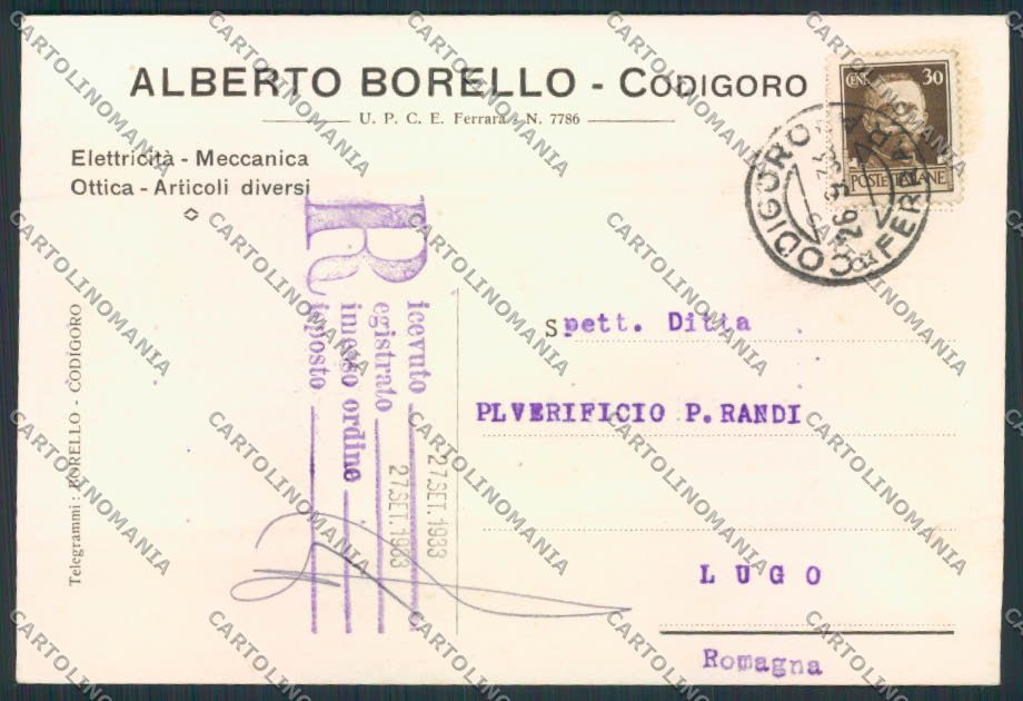 Ferrara Codigoro Commerciale FG cartolina MV3588 – fronte