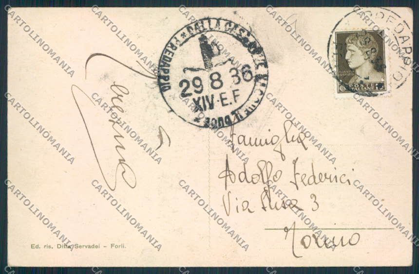 Forlì Predappio Mussolini cartolina MV3684 – retro