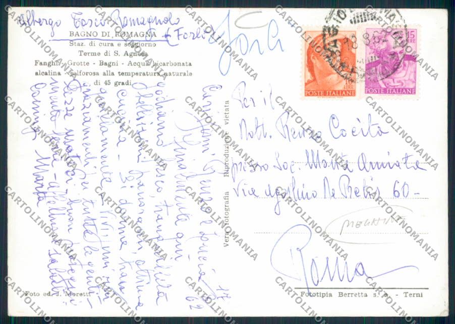 Forlì Bagno Romagna PIEGHINE Foto FG cartolina MV3719 – retro