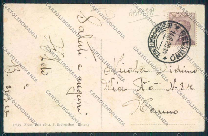 Belluno Città ABRASA cartolina MV4436 – retro