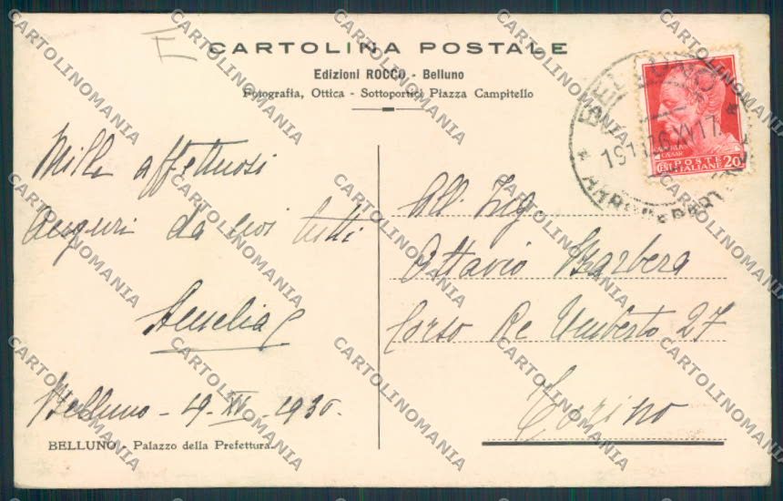 Belluno Città Foto cartolina MV4446 – retro