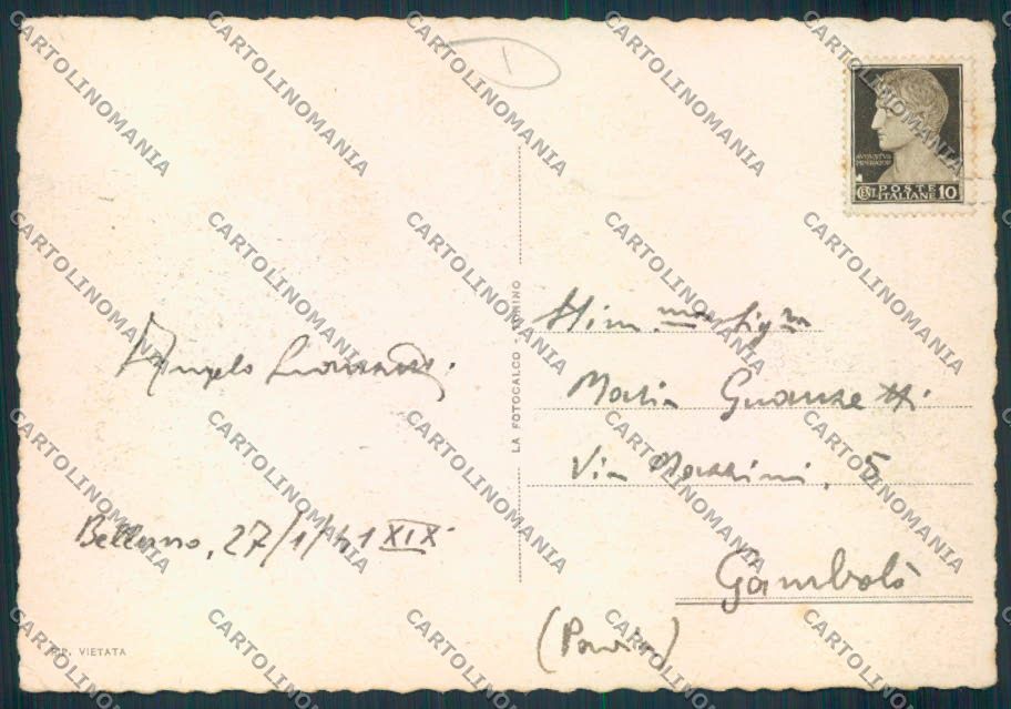 Belluno Città Alpini FG cartolina MV4468 – retro