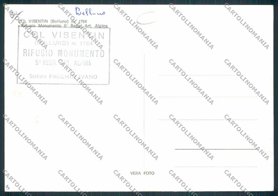 Belluno Col Visentin ADESIVO Foto FG cartolina MV4565 – retro