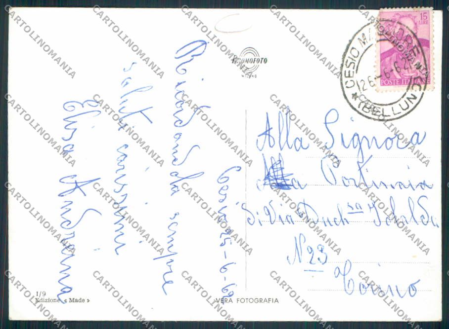 Belluno Cesio Maggiore Foto FG cartolina MV4583 – retro