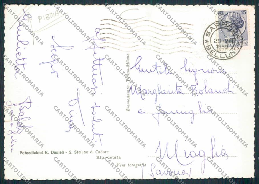 Belluno Cima Sappada PIEGA Foto FG cartolina MV4589 – retro