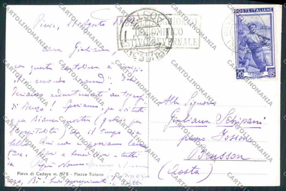 Belluno Pieve di Cadore Foto FG cartolina MV4593 – retro