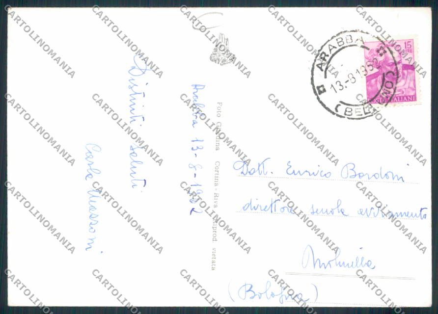 Belluno Arabba ADESIVO Foto FG cartolina MV4595 – retro