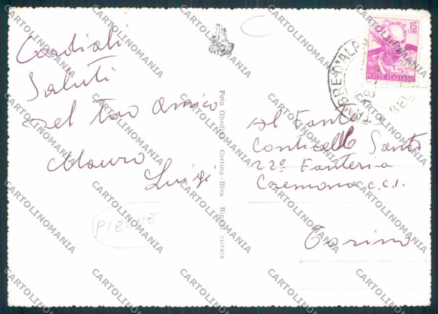 Belluno Tambre d'Alpago ADESIVO PIEGHE Foto FG cartolina MV4603 – retro
