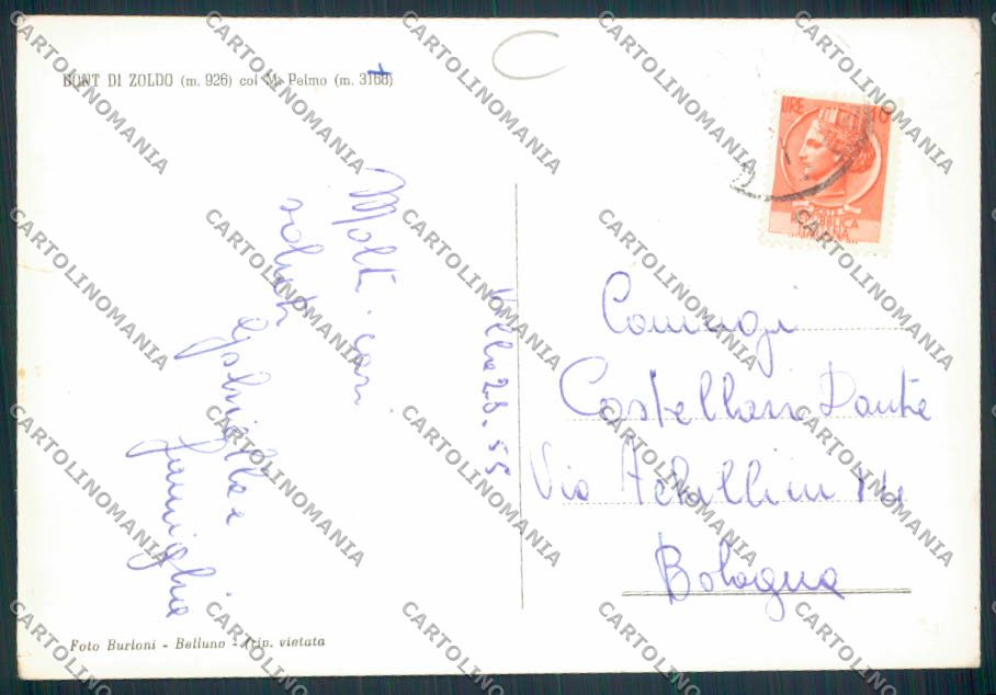Belluno Dont di Zoldo ADESIVO Foto FG cartolina MV4608 – retro